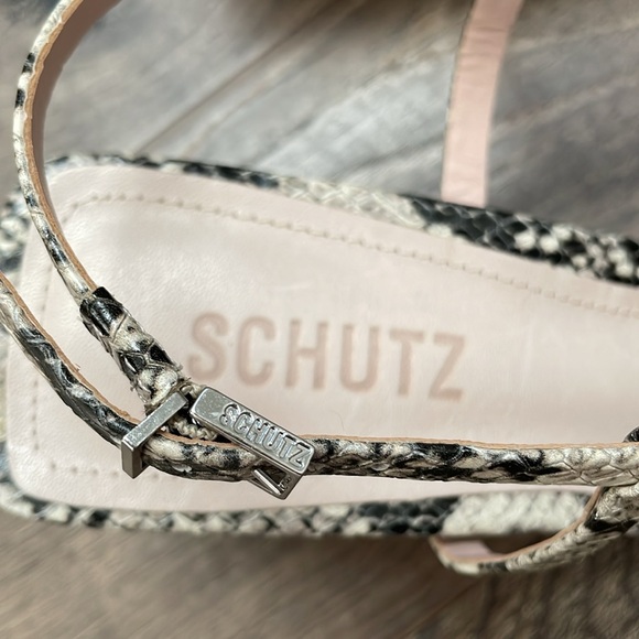 Schutz Amaia Block Heel Strappy Slingback Sandals - Snake Print - Size 8.5 - Picture 4 of 10